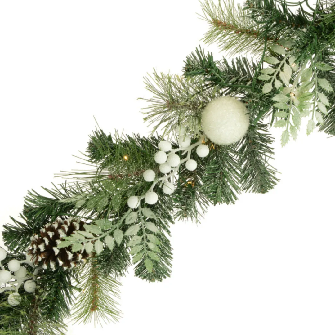 The Christmas Shop Prelit Frosted Berry Garland| Garlands