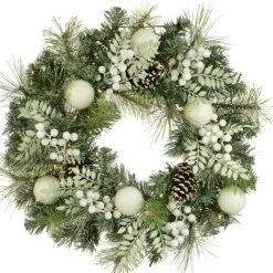 The Christmas Shop Prelit Frosted Berry Wreath| Wreaths