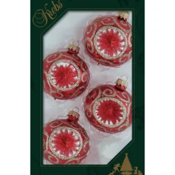 The Christmas Shop Reflector Baubles| Glass|Red Theme