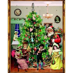 The Christmas Shop Santa & Children By Tree Advent Calendar| Advent Calendars - Card, Fabric And Wood