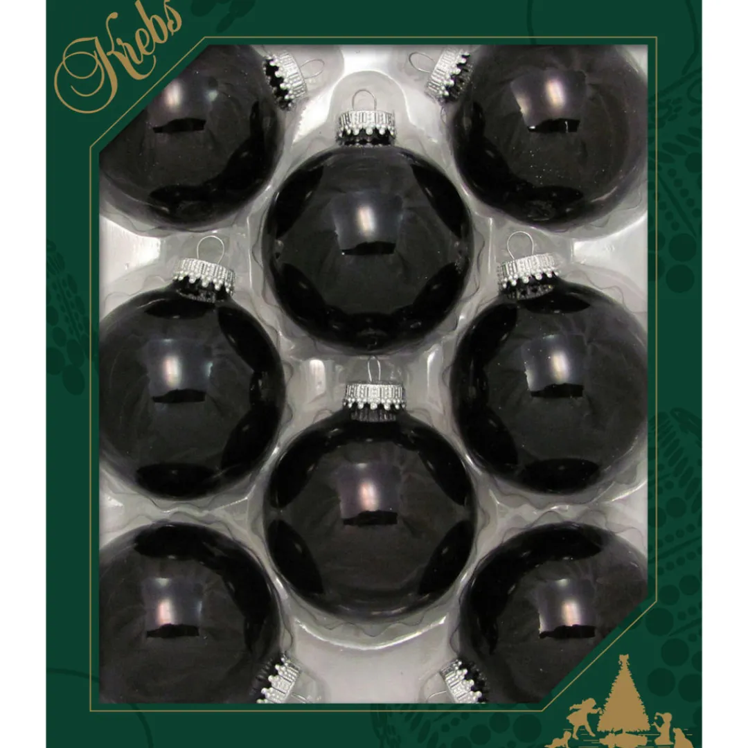 The Christmas Shop Shiny Black Glass Baubles| Glass
