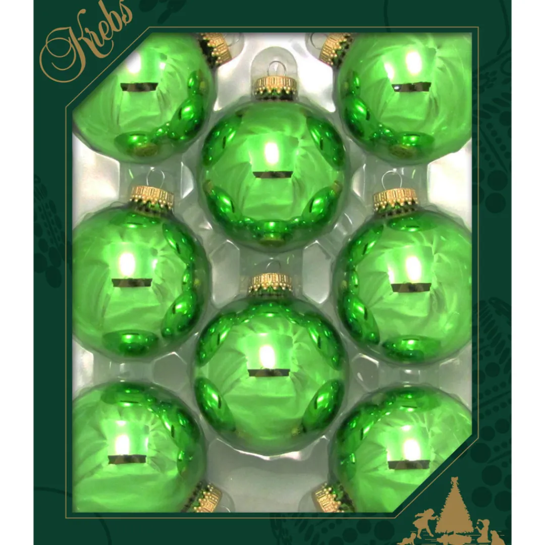 The Christmas Shop Shiny Lime Green Glass Baubles| Glass