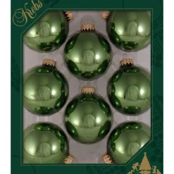 The Christmas Shop Shiny Mid-Green Baubles| Other Colours|Glass