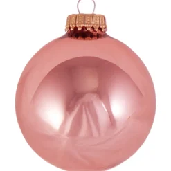The Christmas Shop Shiny Pink Glass Baubles| Glass