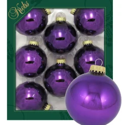 The Christmas Shop Shiny Purple Baubles| Other Colours|Glass