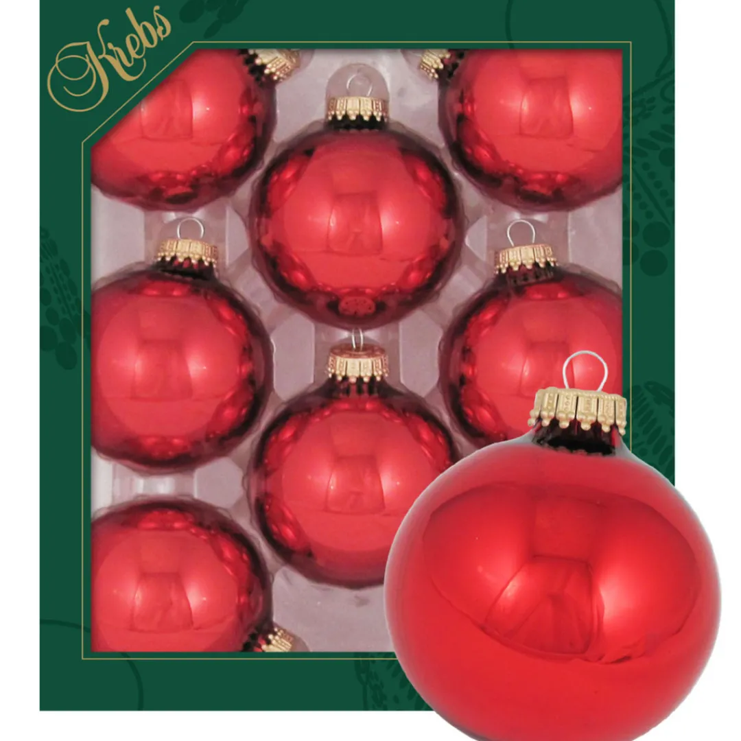 The Christmas Shop Shiny Red Baubles| Red Theme|Glass