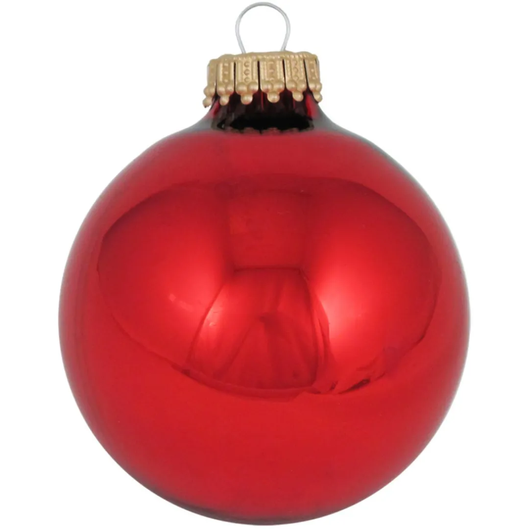 The Christmas Shop Shiny Red Baubles| Red Theme|Glass