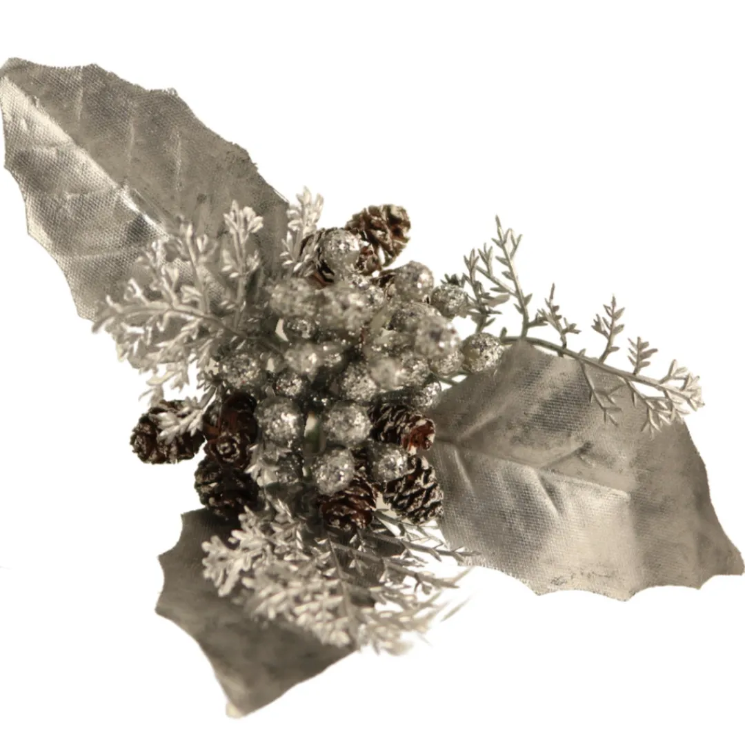 The Christmas Shop Silver Berry Pick| Picks & Berries|Silver & White Theme