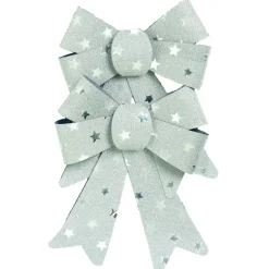 The Christmas Shop Silver Glitter Bows| Silver & White Theme