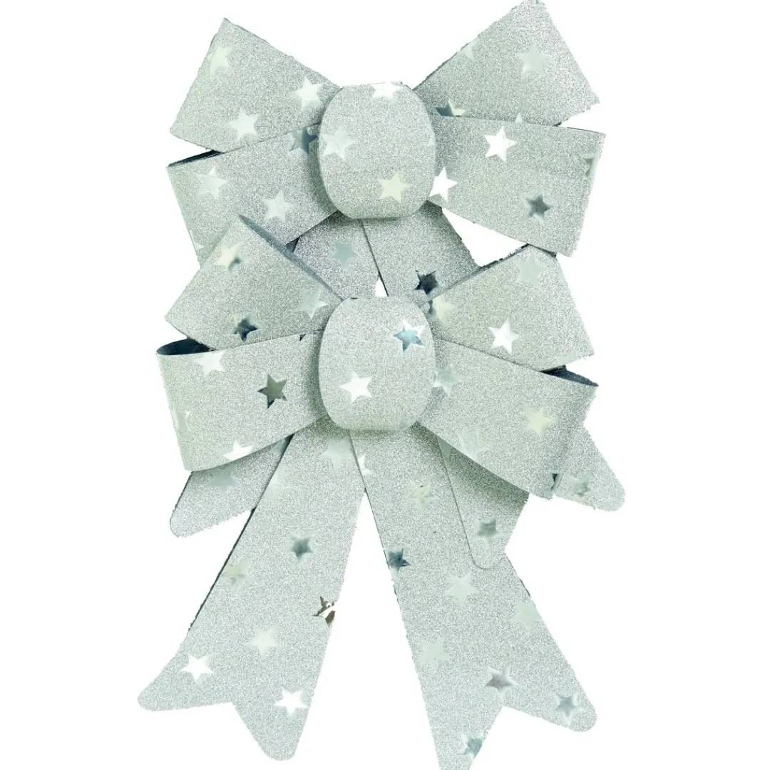 The Christmas Shop Silver Glitter Bows| Silver & White Theme