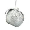The Christmas Shop Silver Glittered Apple| Silver & White Theme