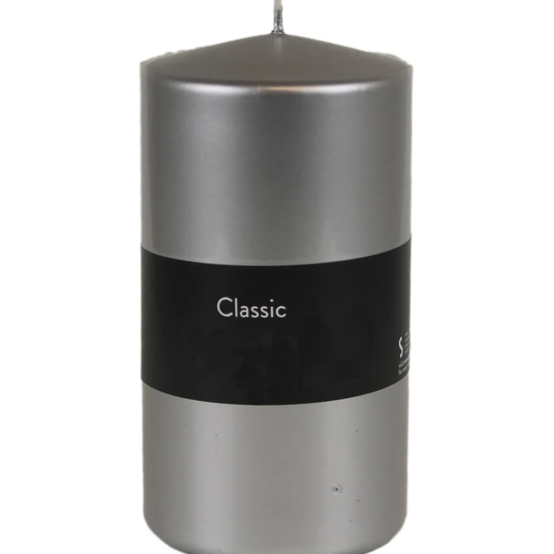 The Christmas Shop Silver Pillar Candle| Candles