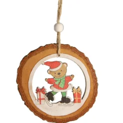 The Christmas Shop Skating Teddy In Log| Wood|Characters