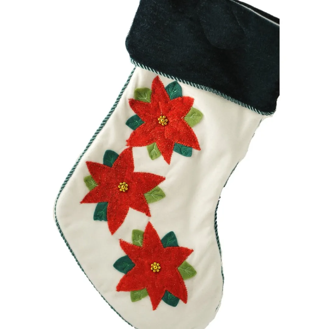 The Christmas Shop Stocking With Poinsettia Motifs| Stockings
