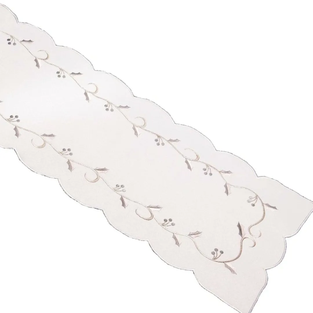 The Christmas Shop Table Runner - White Holly Vine| Tableware|Tablecloths
