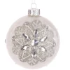 The Christmas Shop Tanya Bauble| Silver & White Theme|Glass
