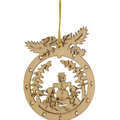 The Christmas Shop Wood Ring With Snowman, Kids & Trees| Wood