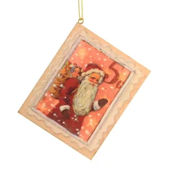 The Christmas Shop Wooden Santa Plaque (Red)| Wood|Characters