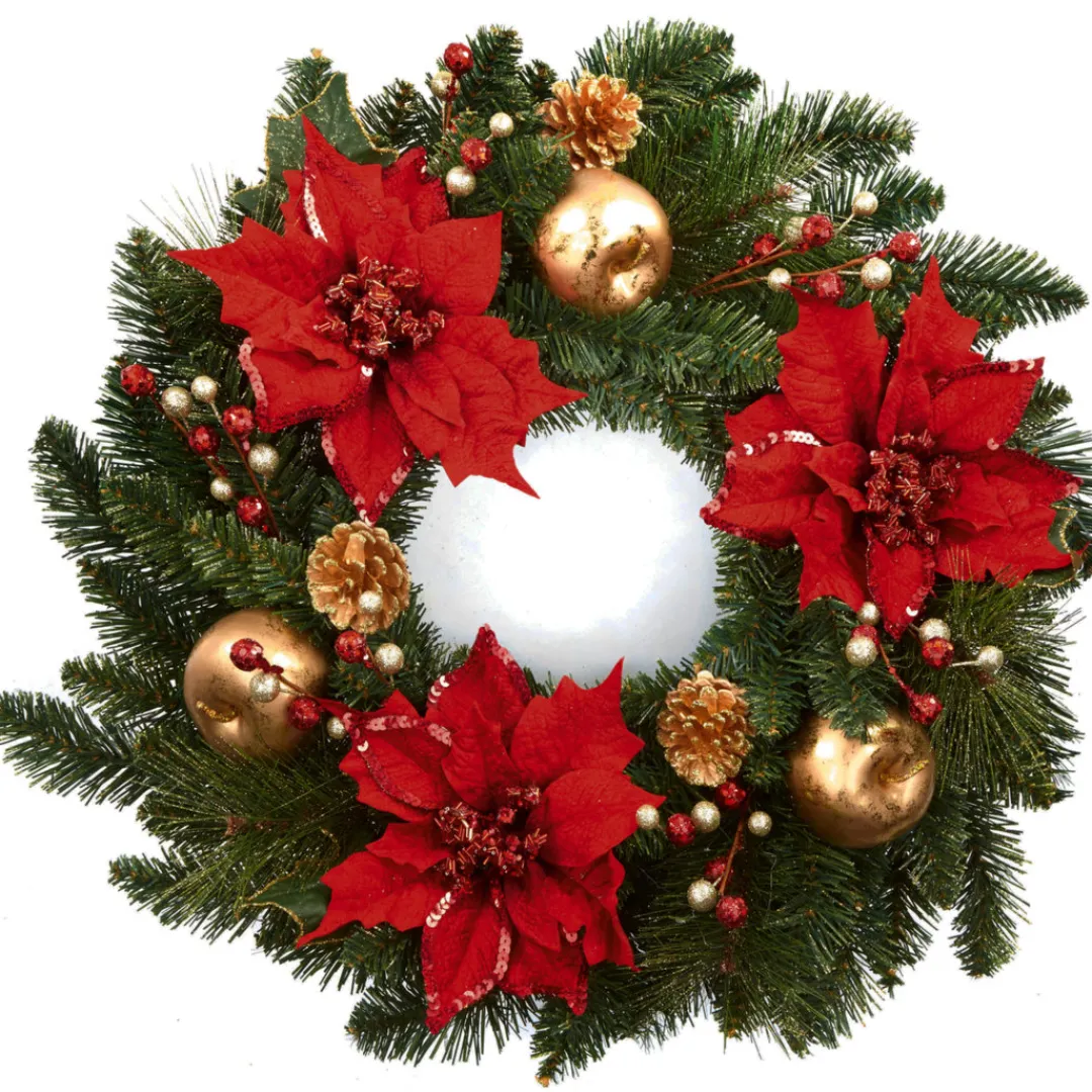 The Christmas Shop Wreath With Poinsettias| Wreaths